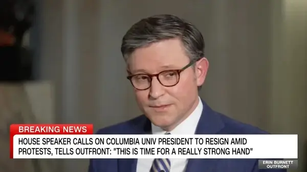 O porta -voz da casa conhece os manifestantes de Columbia: se o Hamas o apóia, não é um aspecto legal