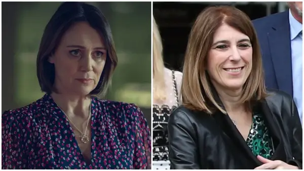 Side-by-side images of Keeley Hawes in Netflix