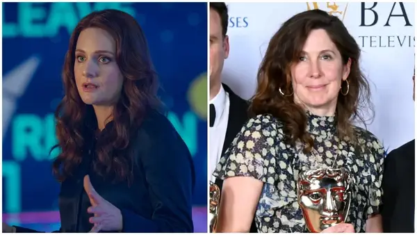 Side-by-side images of Romola Garai in Netflix