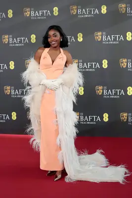Ayo Edebiri attends the 2024 EE BAFTA Film Awards at The Royal Festival Hall on February 18, 2024 in London, England.