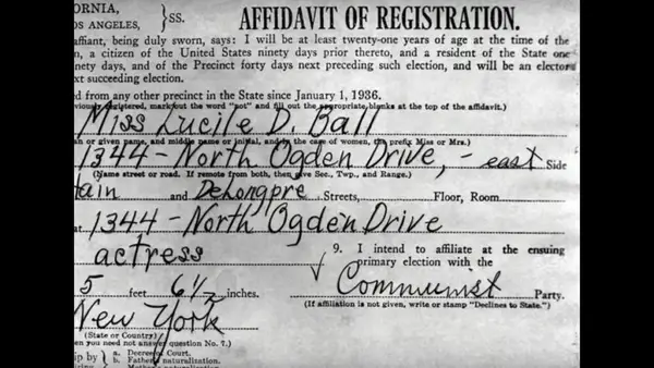 Lucille Ball communist card