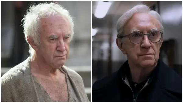 A split image of actor Jonathan Pryce in the roles of The High Sparrow in 