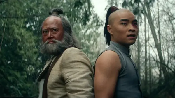 Uncle Iroh (Paul Sun-Hyung Lee) and Prince Zuko (Dallas Liu) in 