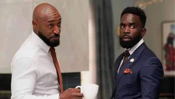 Adrian Holmes as Philip Banks and Jimmy Akingbola as Geoffrey in Season 3 of 