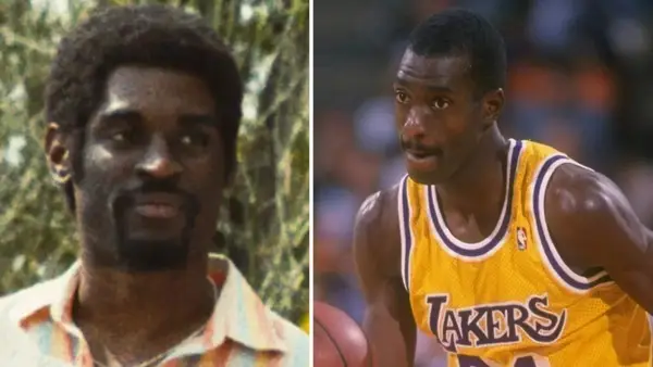 Delante Desouza as Michael Cooper, and the real Michael Cooper (Photo credit: HBO, Getty Images) 