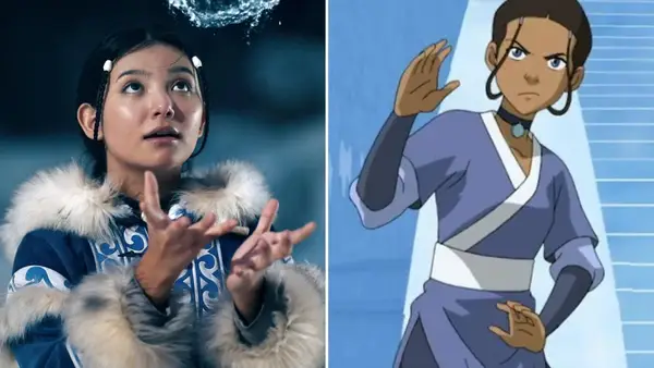 Left to right: Katara (Kiawentiio) in Netflix