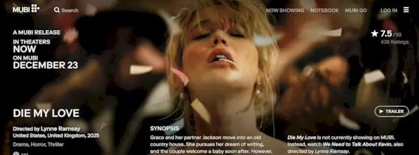 Data di uscita di Die My Love Mubi