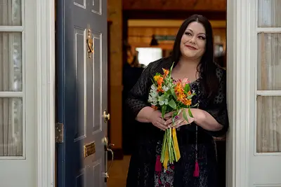 Sweet Magnolias. Brooke Elliott as Dana Sue Sullivan in episode 209 of Sweet Magnolias. Cr. Steve Swisher/Netflix © 2021