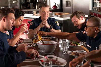 RYAN GUZMAN, ANIRUDH PISHARODY, PETER KRAUSE, OLIVER STARK, AISHA HINDS ON 