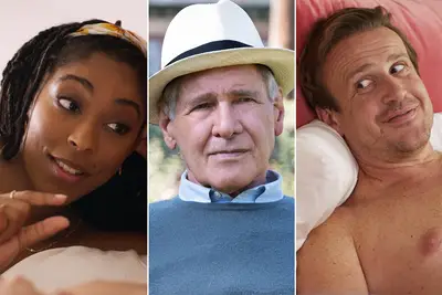 Jessica Williams as Gaby, Harrison Ford as Paul, and Jason Segel as Jimmy on 