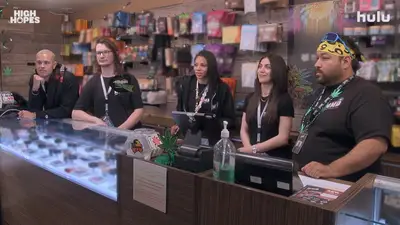 Transfira ou solte: alta esperança em Hulu, uma série de realidade que foi produzida por Jimmy Kimmel em uma farmácia de maconha que tenta se tornar um negócio