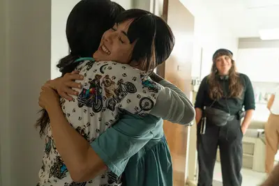 Nikole Beckwith and Patti Harrison on the set of Together Together