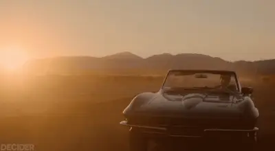 SUGAR Finale SHOT OF HIM DRIVING WITH THE SUNSET