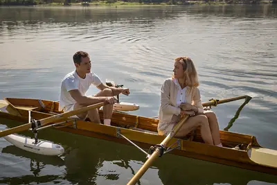 Calvin and Elizabeth rowing in 