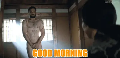 SHOGUN 101 Blackthorne, naked and sheepish, wishing his Japanese minder Good Morning)