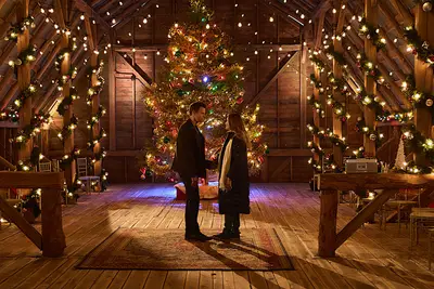 A Merry Christmas Wish - lead couple in barn