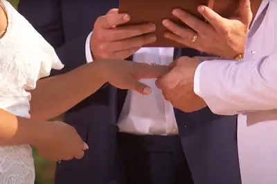Mari and Kenny exchanging rings on 