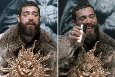 Post Malone as the Leo of the Zodiac council in JLo